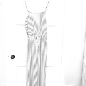 White Striped Wide Leg Jumpsuit (Small)
